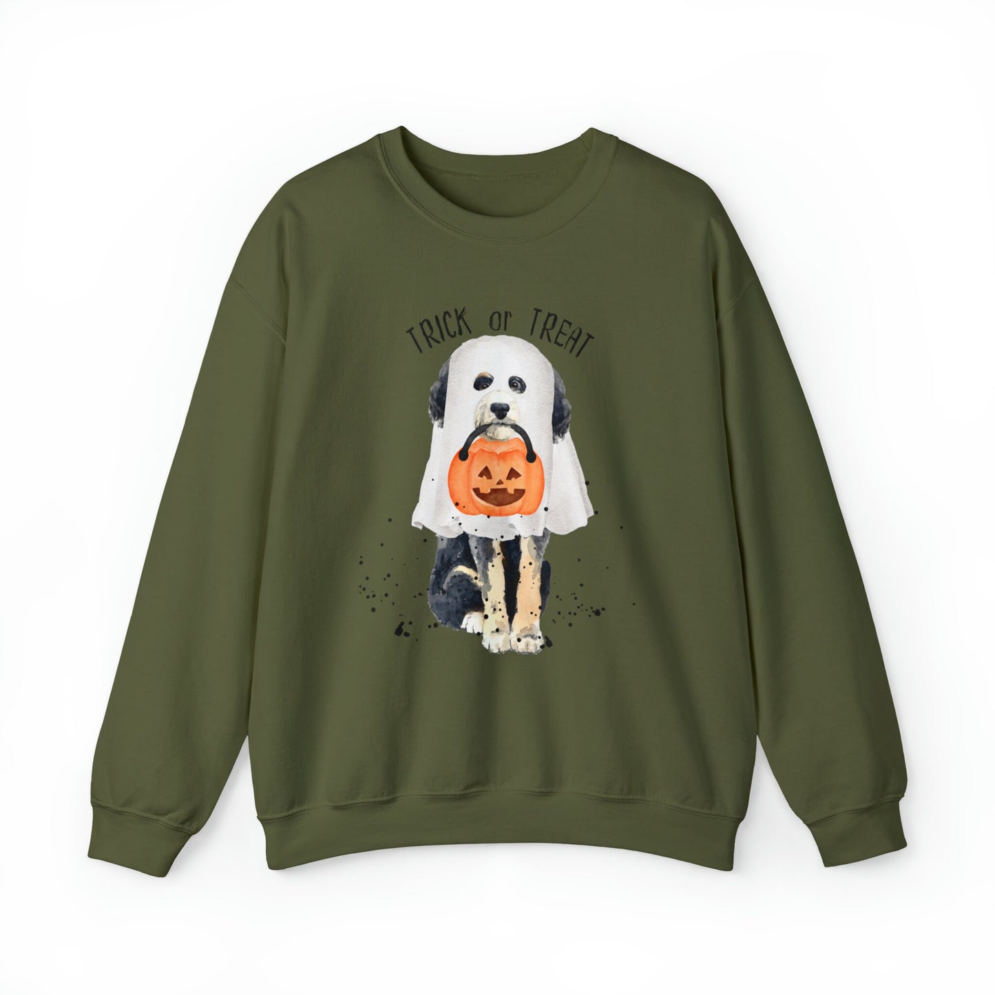 Halloween Bernedoodle Dog Ghost Sweatshirt - Trick or Treat Doodle Sweatshirt, Bernedoodle Doodle Mom Halloween Gift