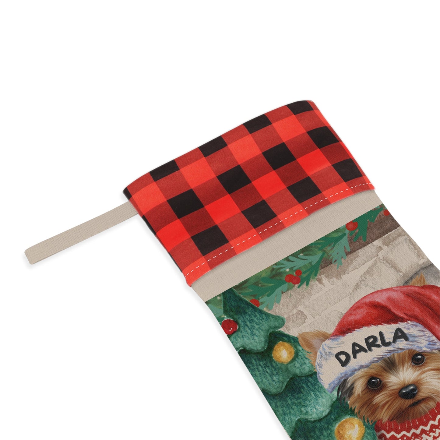 Yorkshire Terrier - Yorkie Dog Christmas Stocking, Yorkie Mom or Dad Gift, Yorkie Lover Stocking Gift, Burlap/Linen Stocking