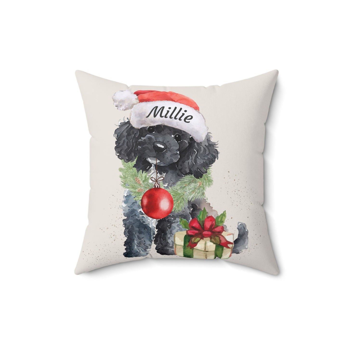 Personalized Black White Toy/Puppy Poodle Christmas Pillow - Poodle Mom Gift, Custom Poodle Dog Holiday Gift -pillow 16x16 Insert