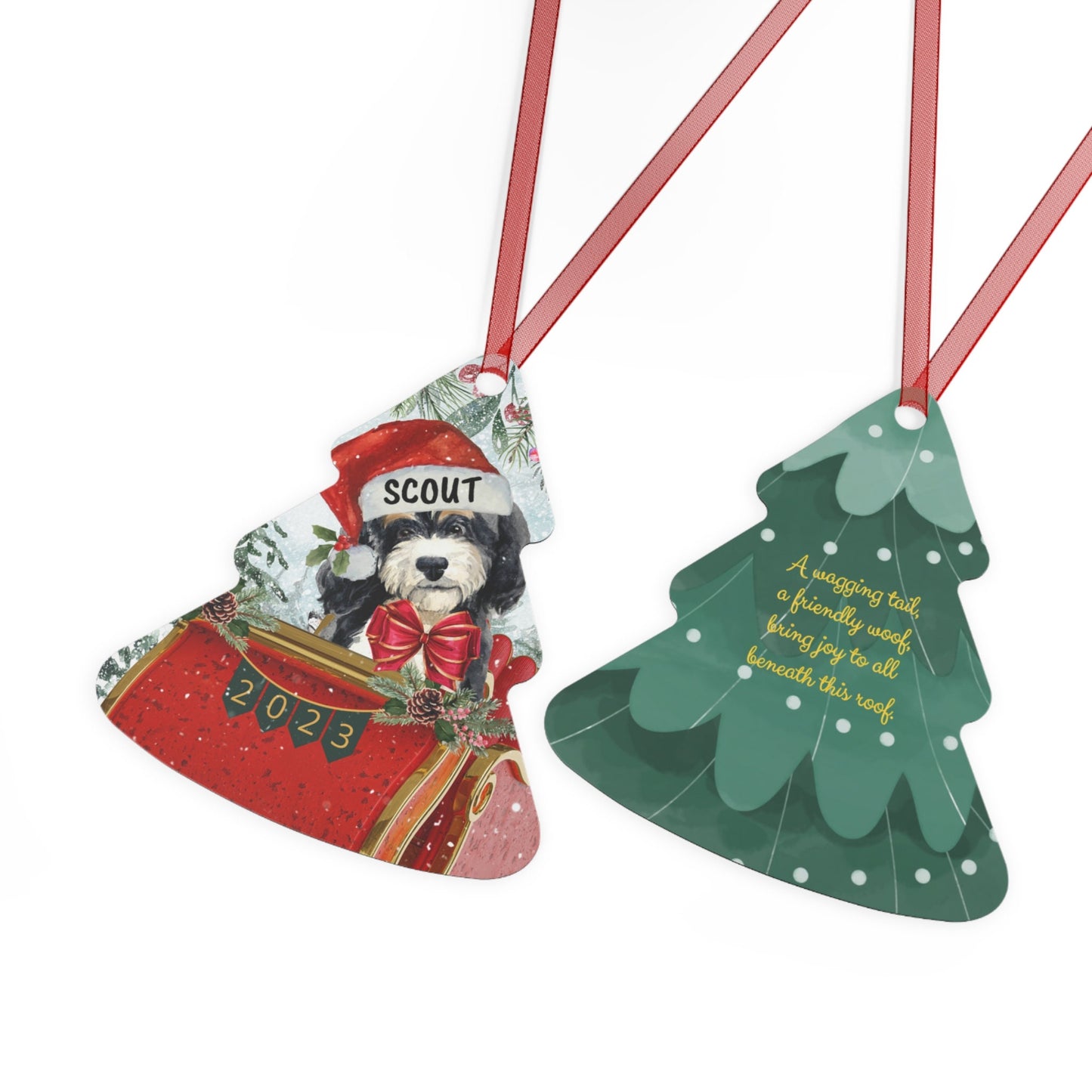 Personalized Bernedoodle Christmas Ornament - Metal Custom Black and White Dodle Mom Gift, Bernedoodle Dog Mom GIft, Dog Ornament