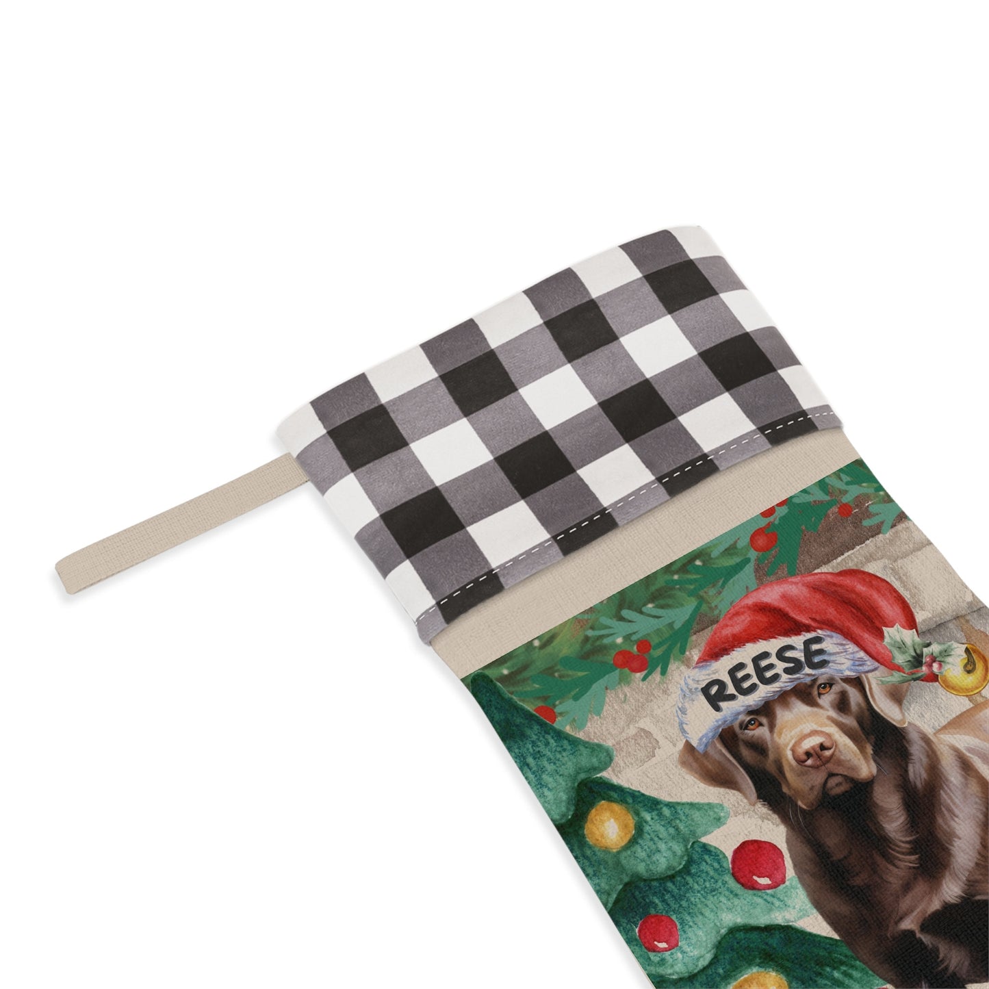 Personalized Chocolate Labrador Retriever  Christmas Stocking - Custom Brown Lab Mom or Dad Gift, Brown Lab Gift, Dog Stocking