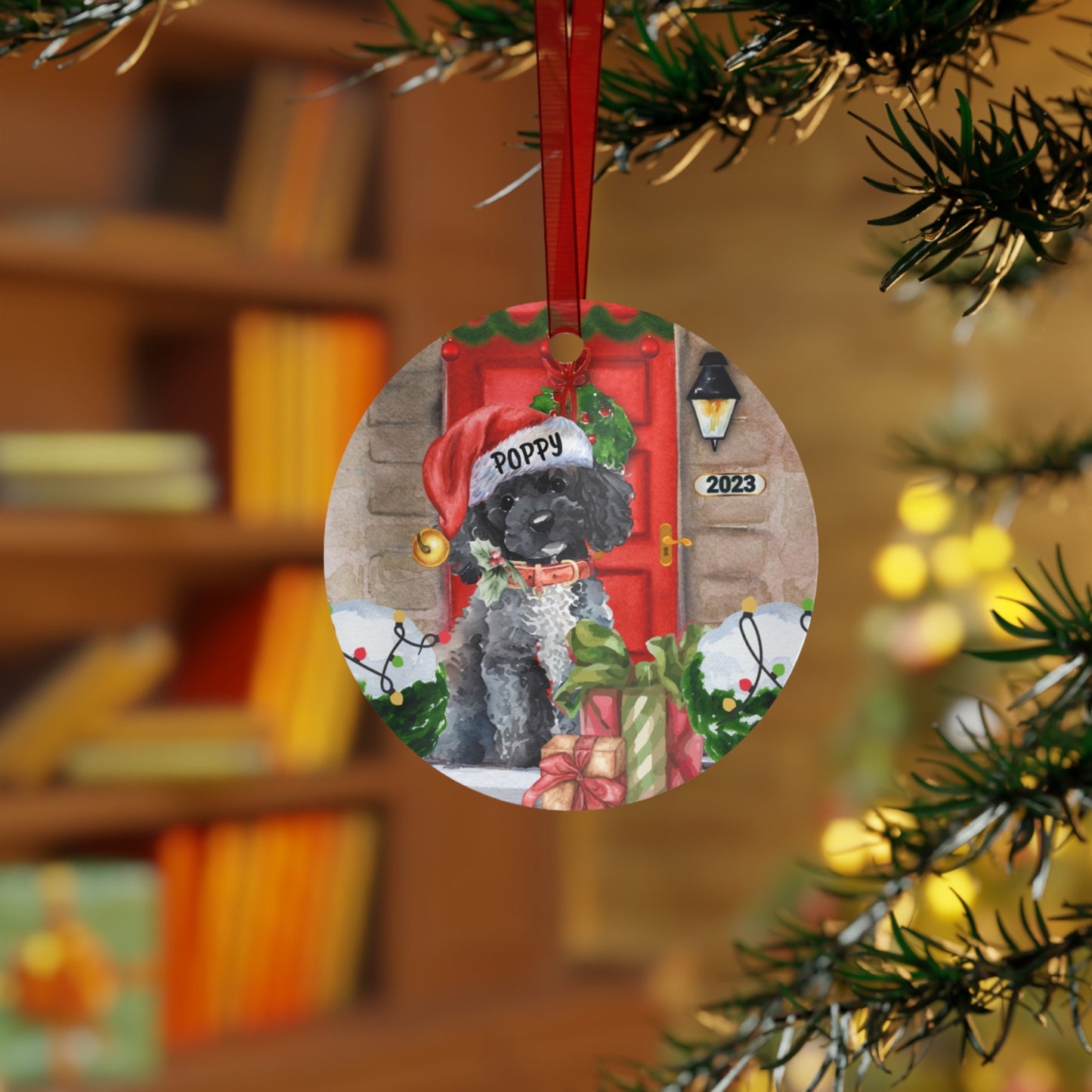 Personalized Toy Poodle Dog Christmas Ornament - Poodle Mom Gift, Metal Ornament, Custom Poodle Gift Ornament