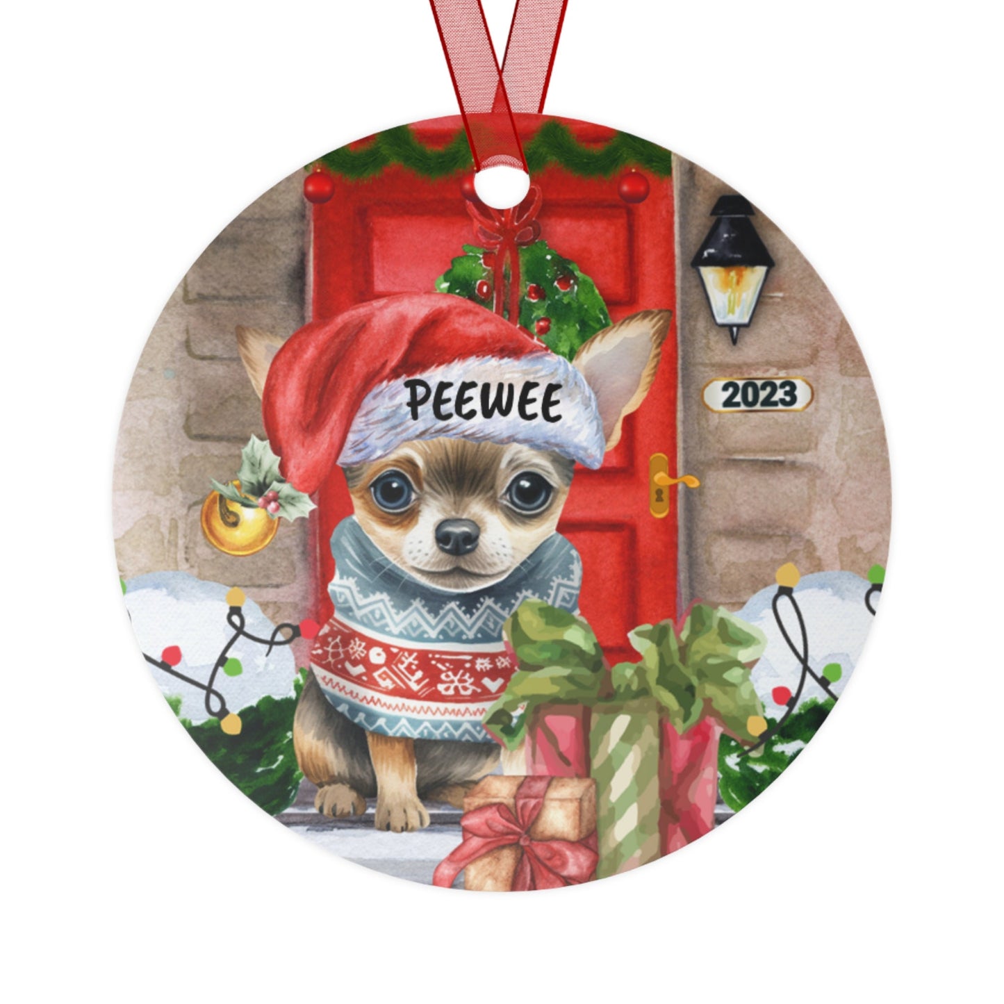 Personalized Chihuahua Dog Christmas Ornament - Custom Chihuahua Mom Gift, Chihuahua Keepsake Metal Ornament