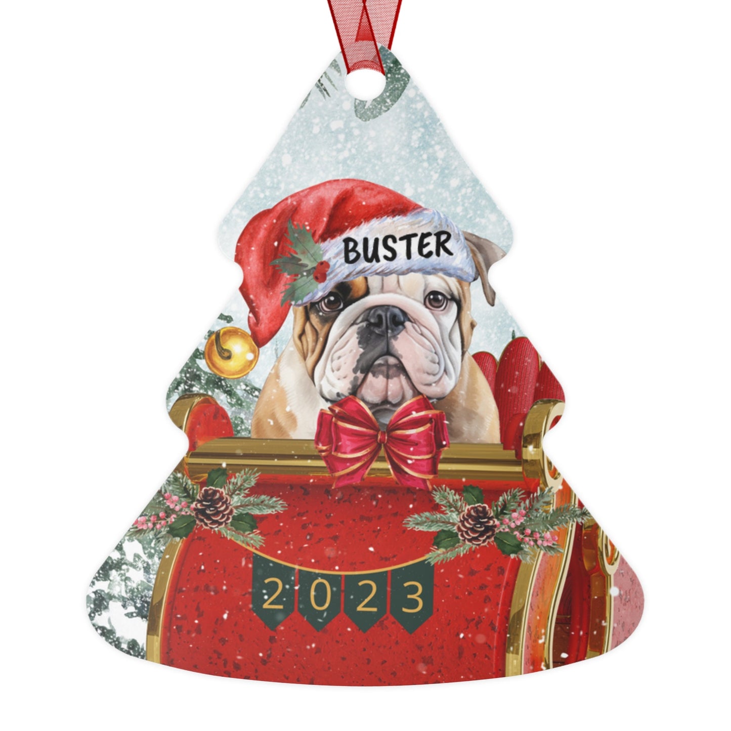 Personalized English Bulldog Christmas Ornament - Aluminum Bulldog Mom Gift, Custom English Bulldog Keepsake Gift