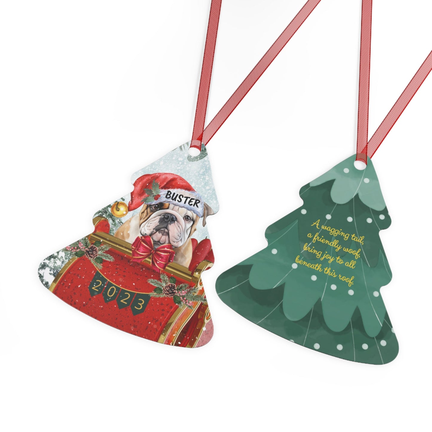 Personalized English Bulldog Christmas Ornament - Aluminum Bulldog Mom Gift, Custom English Bulldog Keepsake Gift