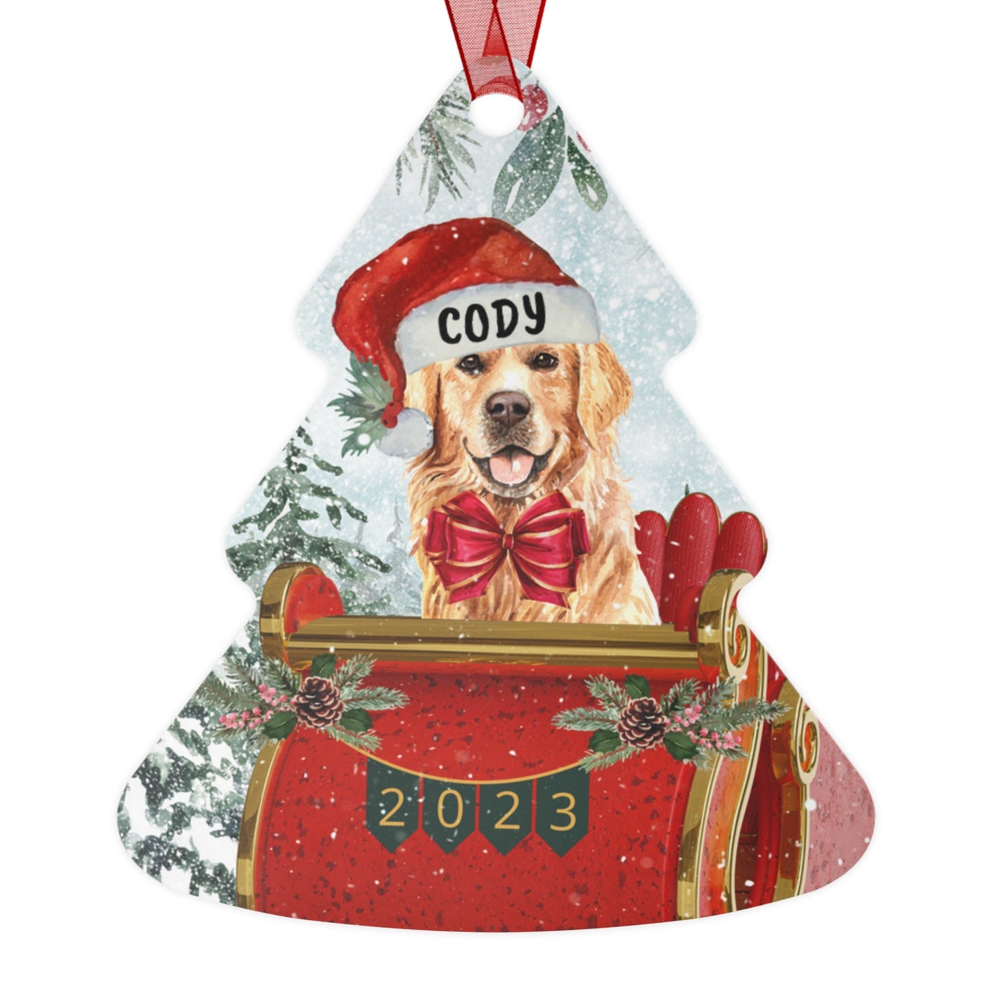 Personalized Golden Retriever Christmas Ornament - Metal Custom Golden Retriever  Mom Gift, Custom Dog Keepsake Ornament Gift