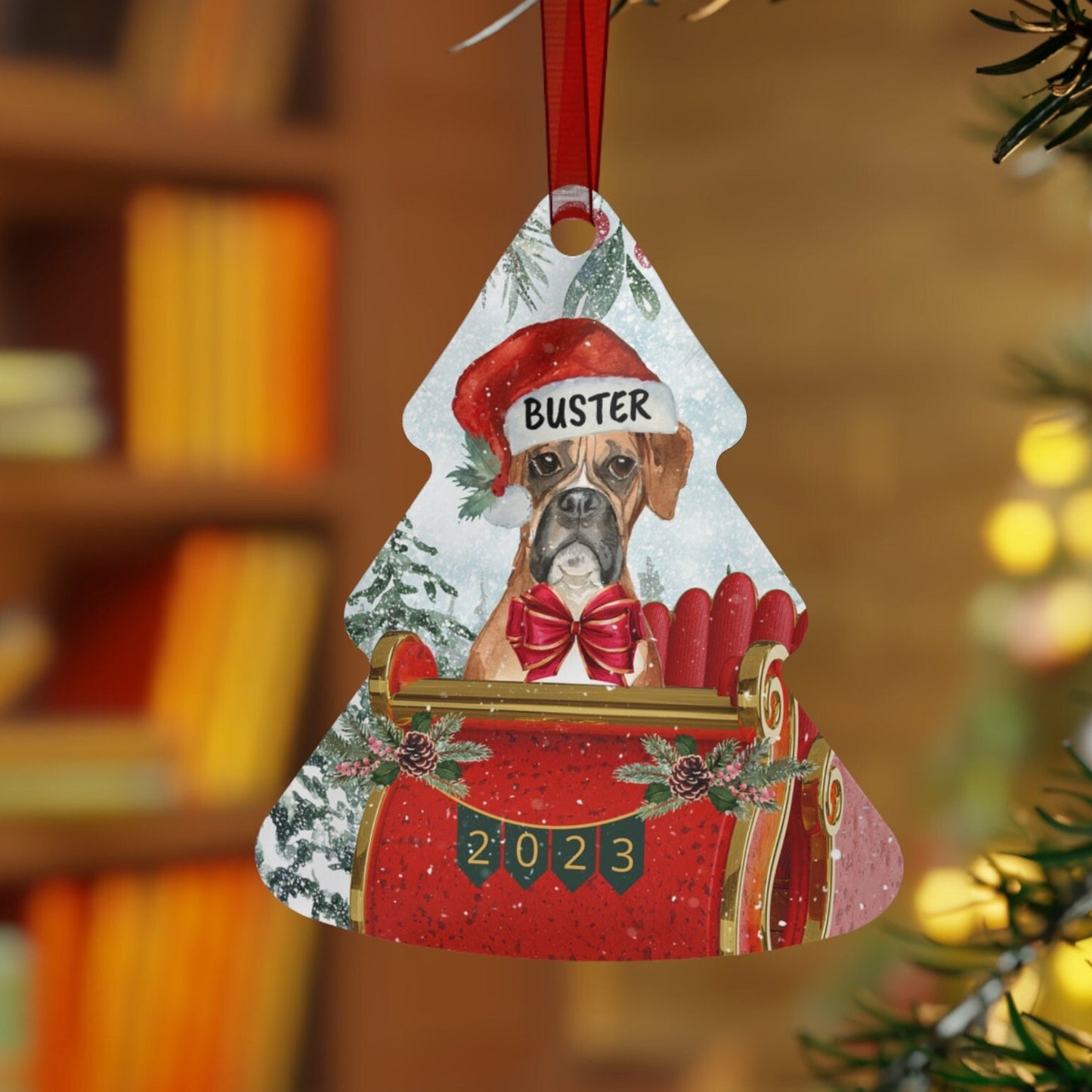 Personalized Boxer Dog Christmas Ornament - Aluminum Boxer Mom Gift, Custom Boxer Keepsake Ornament Gift, Boxer Lover