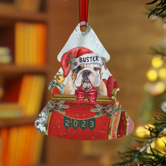 Personalized English Bulldog Christmas Ornament - Aluminum Bulldog Mom Gift, Custom English Bulldog Keepsake Gift