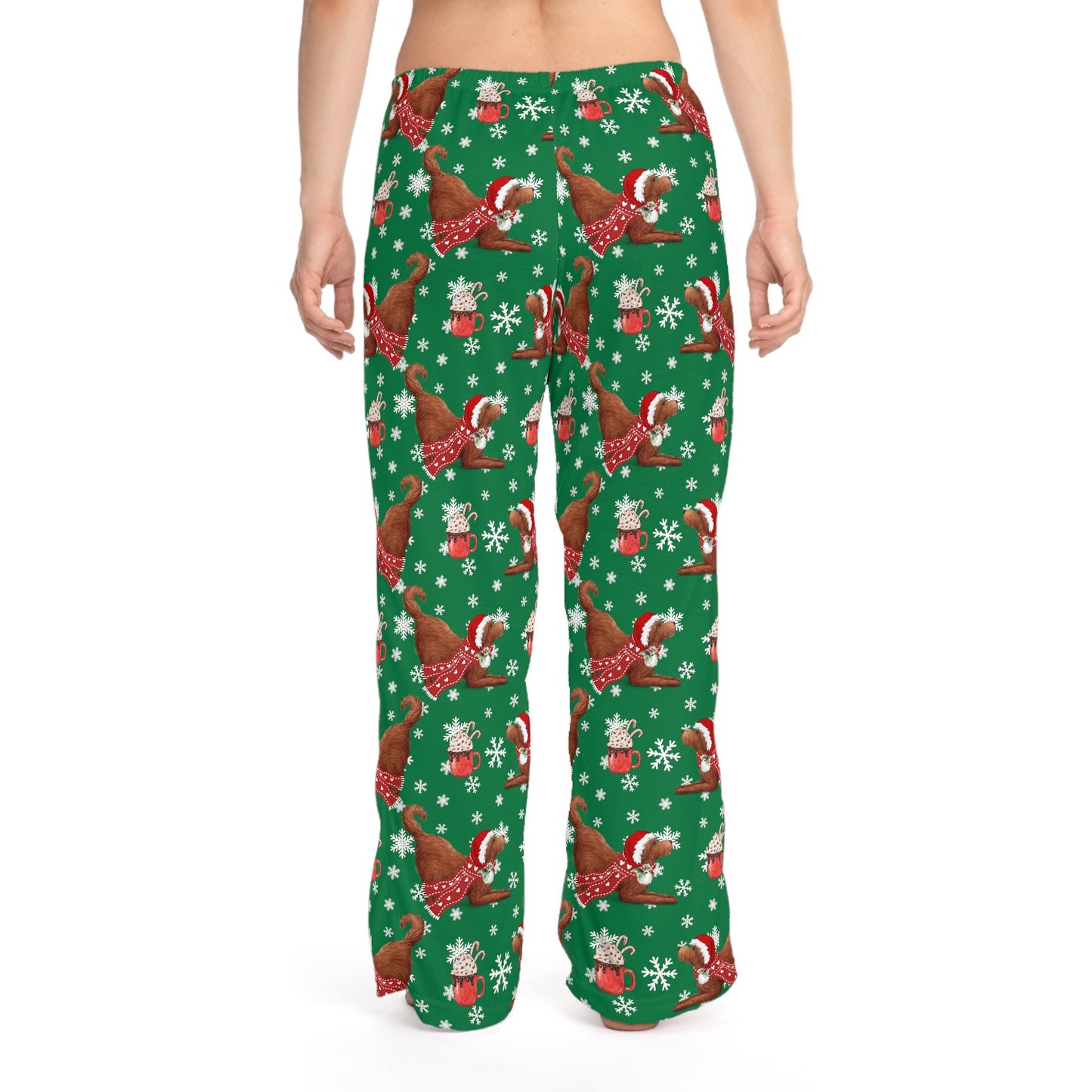 Red Apricot Doodle Dog Christmas Pajama Bottoms - Doodle Mom Pajama Lounge Pants, Doodle Mom Gift, Dog Pajamas, Pair W Matching Sw