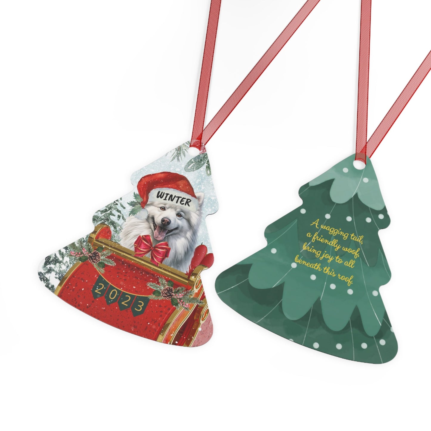 Personalized American Eskimo Dog Christmas Ornament - American Eskimo Mom Gift, Custom American Eskimo  Dog Keepsake Gift, Aluminu