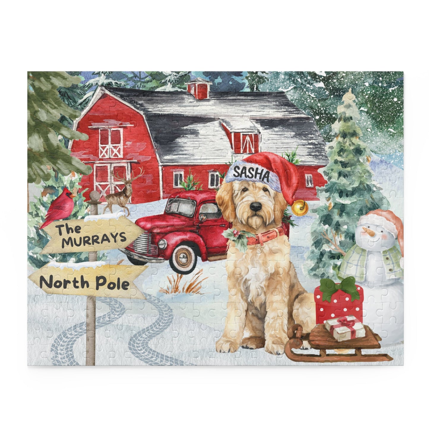 Personalized Goldendoodle Labradoodle Christmas Puzzle (120 - 252, 500-Piece) Doodle Dog Mom or Dad Gift Idea, Gift Box Included