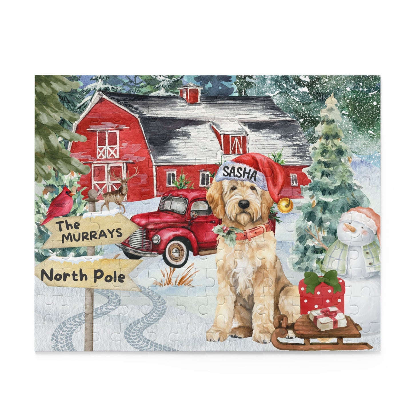 Personalized Goldendoodle Labradoodle Christmas Puzzle (120 - 252, 500-Piece) Doodle Dog Mom or Dad Gift Idea, Gift Box Included