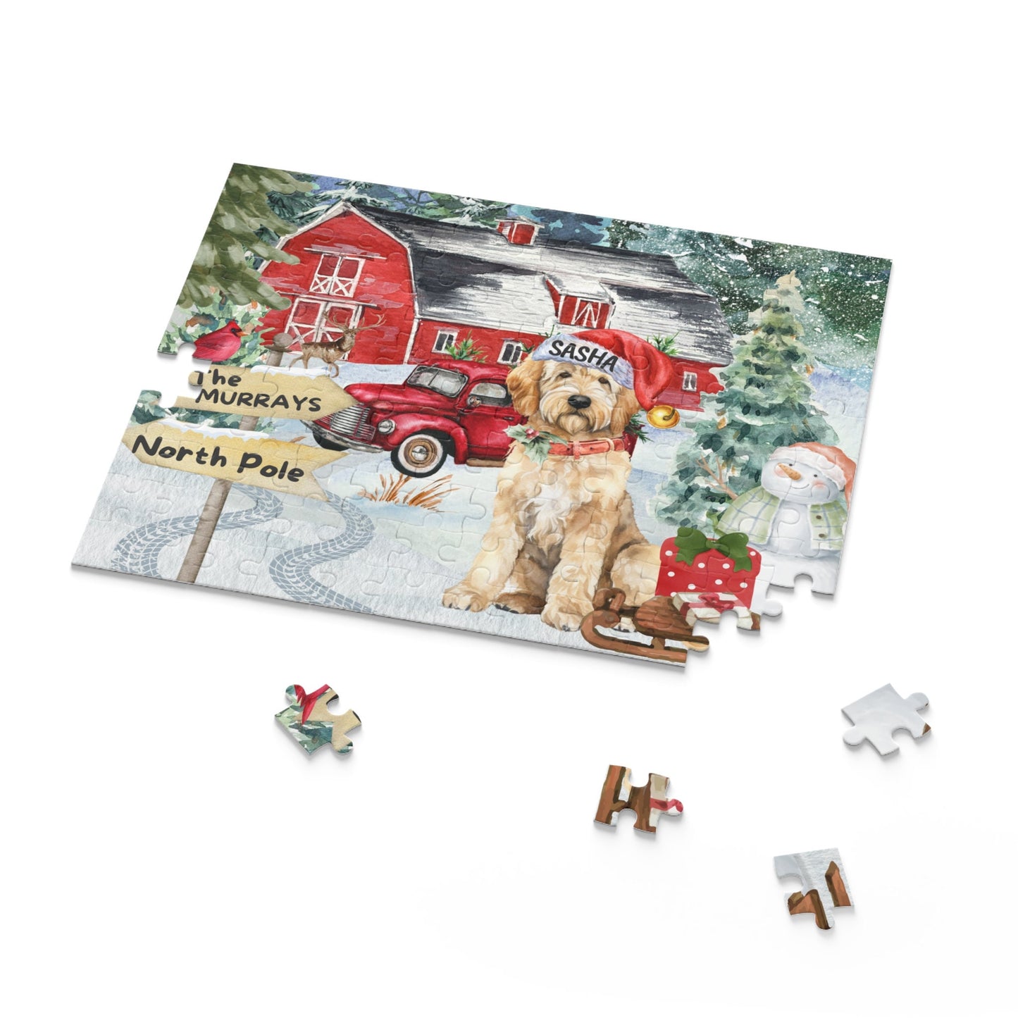 Personalized Goldendoodle Labradoodle Christmas Puzzle (120 - 252, 500-Piece) Doodle Dog Mom or Dad Gift Idea, Gift Box Included