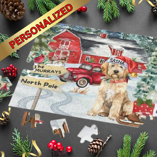 Personalized Goldendoodle Labradoodle Christmas Puzzle (120 - 252, 500-Piece) Doodle Dog Mom or Dad Gift Idea, Gift Box Included