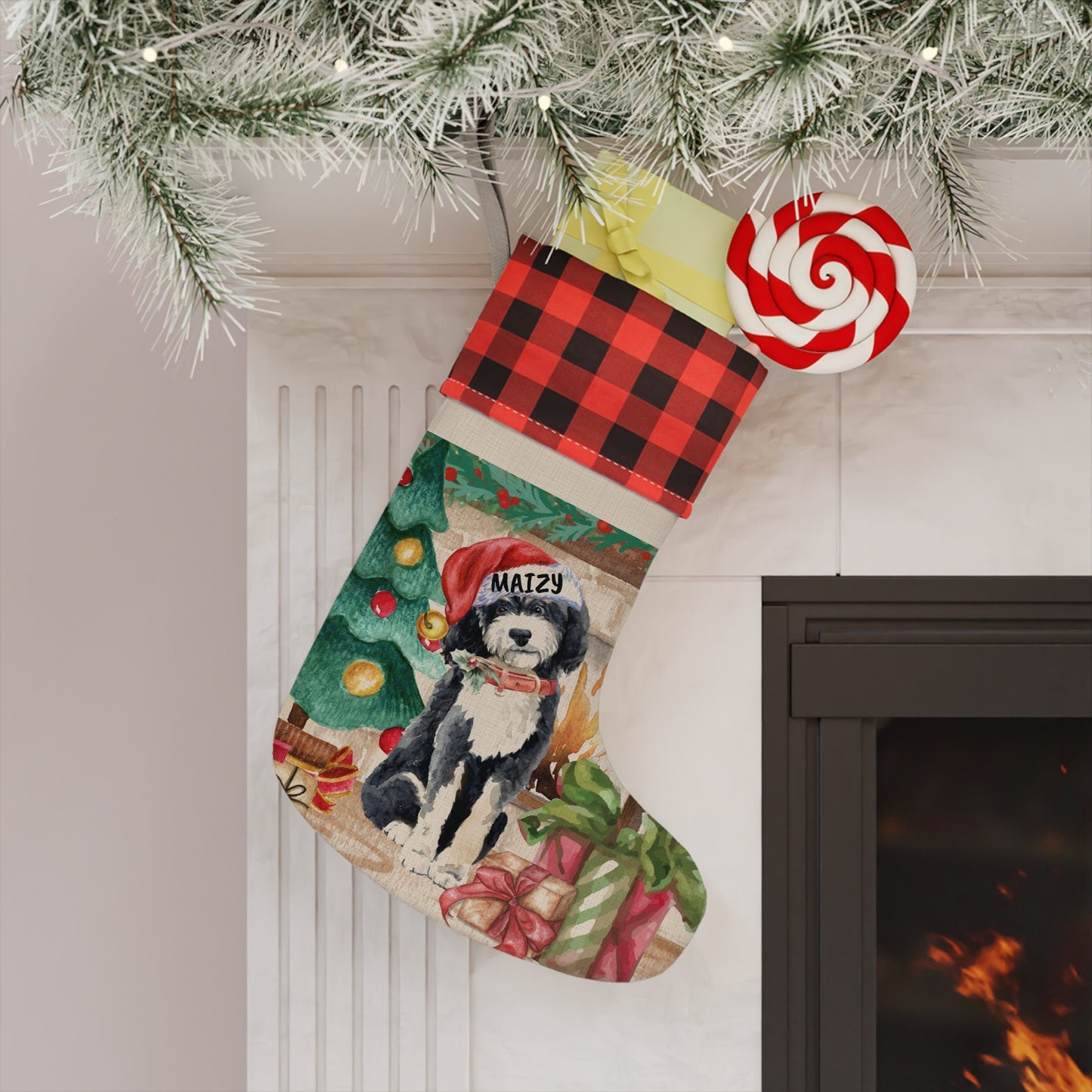 Personalized Custom Bernedoodle - Doodle Dog Christmas Stocking, Doodle Mom or Dad Gift, Doodle Christmas Decor, Bernedoodle Gift