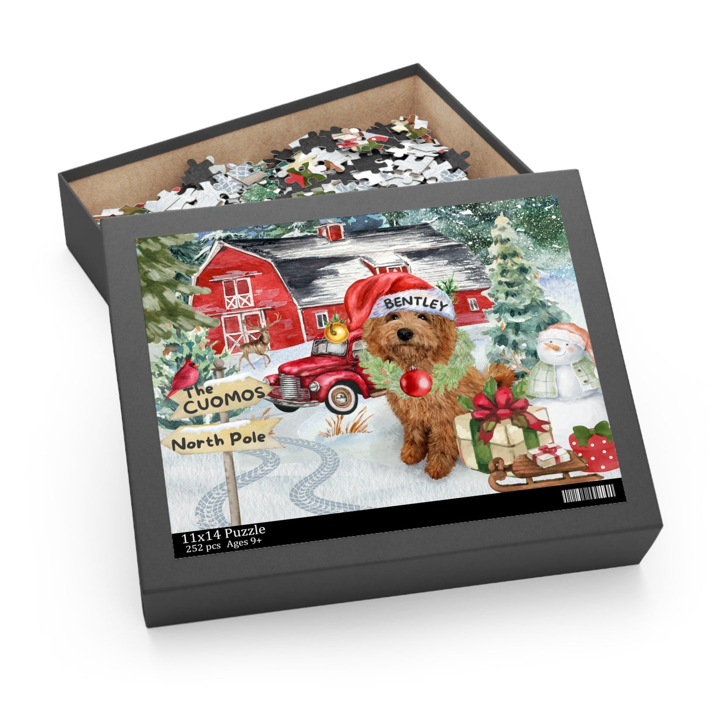 Personalized Red Apricot Doodle Gift Puzzle (120 - 252, 500-Piece) Perfect Christmas Gift for Any Doodle Lover, Gift Box Included