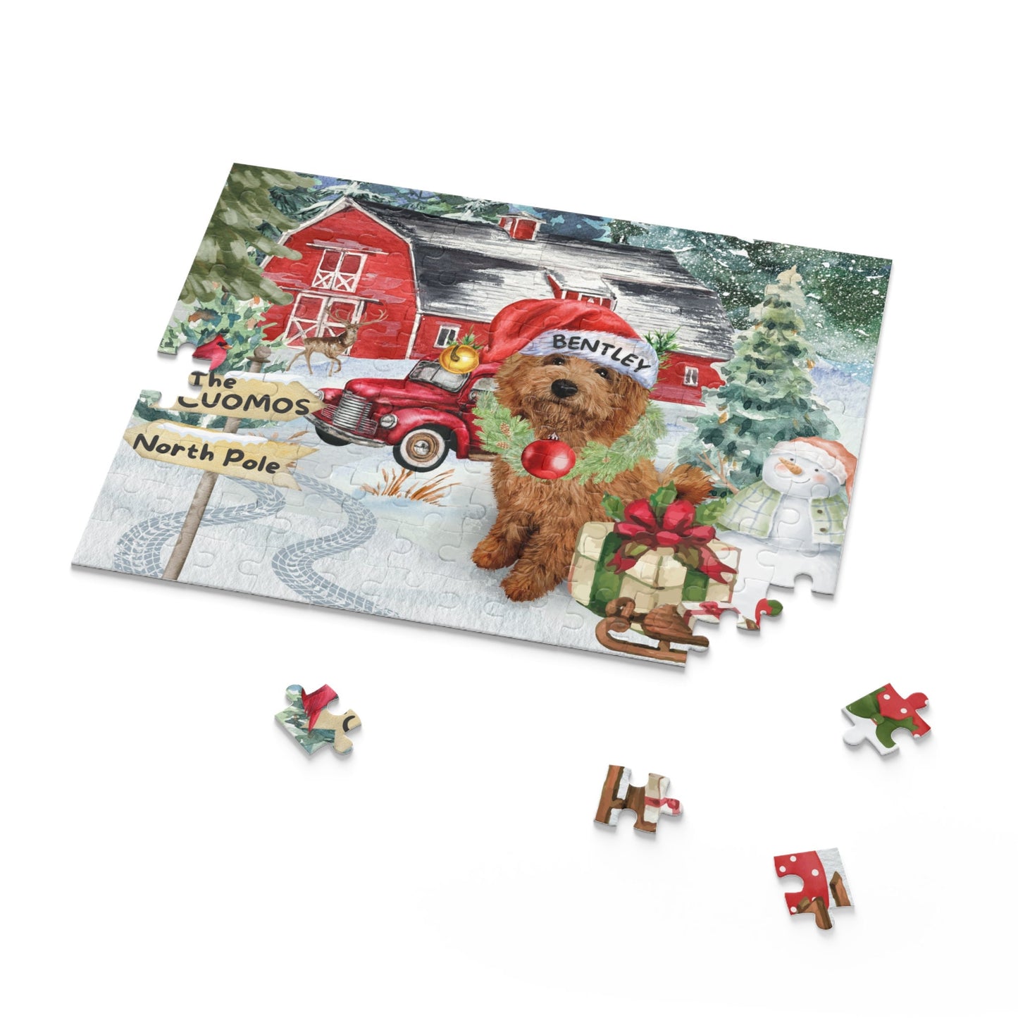 Personalized Red Apricot Doodle Gift Puzzle (120 - 252, 500-Piece) Perfect Christmas Gift for Any Doodle Lover, Gift Box Included