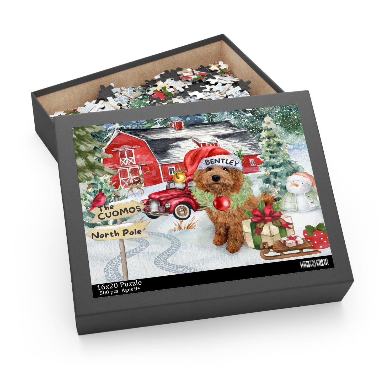 Personalized Red Apricot Doodle Gift Puzzle (120 - 252, 500-Piece) Perfect Christmas Gift for Any Doodle Lover, Gift Box Included