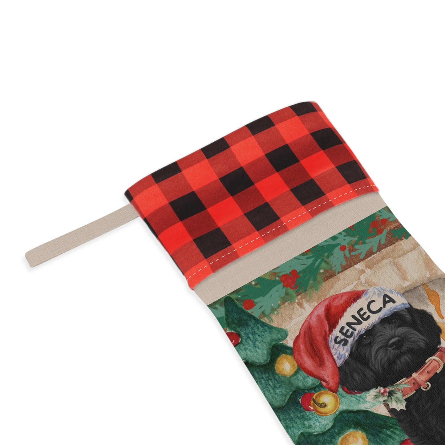 Personalized Black Cockapoo - Mini Doodle, Labradoodle, Cavapoo Dog Christmas Stocking, Custom Doodle Burlap/Linen Stocking, Doodl