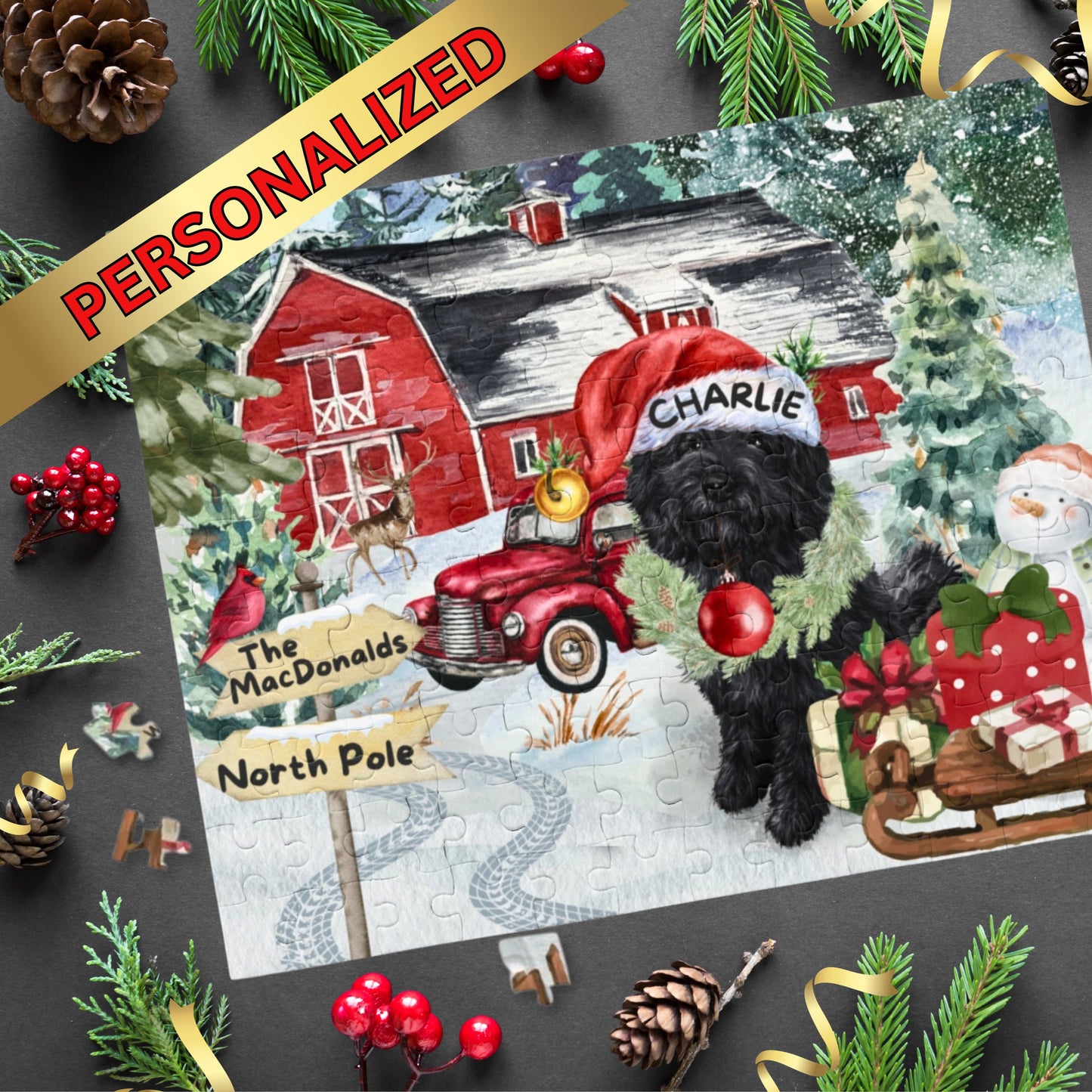 Personalized Black Doodle - Cockapoo Puzzle, Perfect Christmas Gift for Any Doodle Mom or Dad, Custom Dog Lover Puzzle, Gift Box I