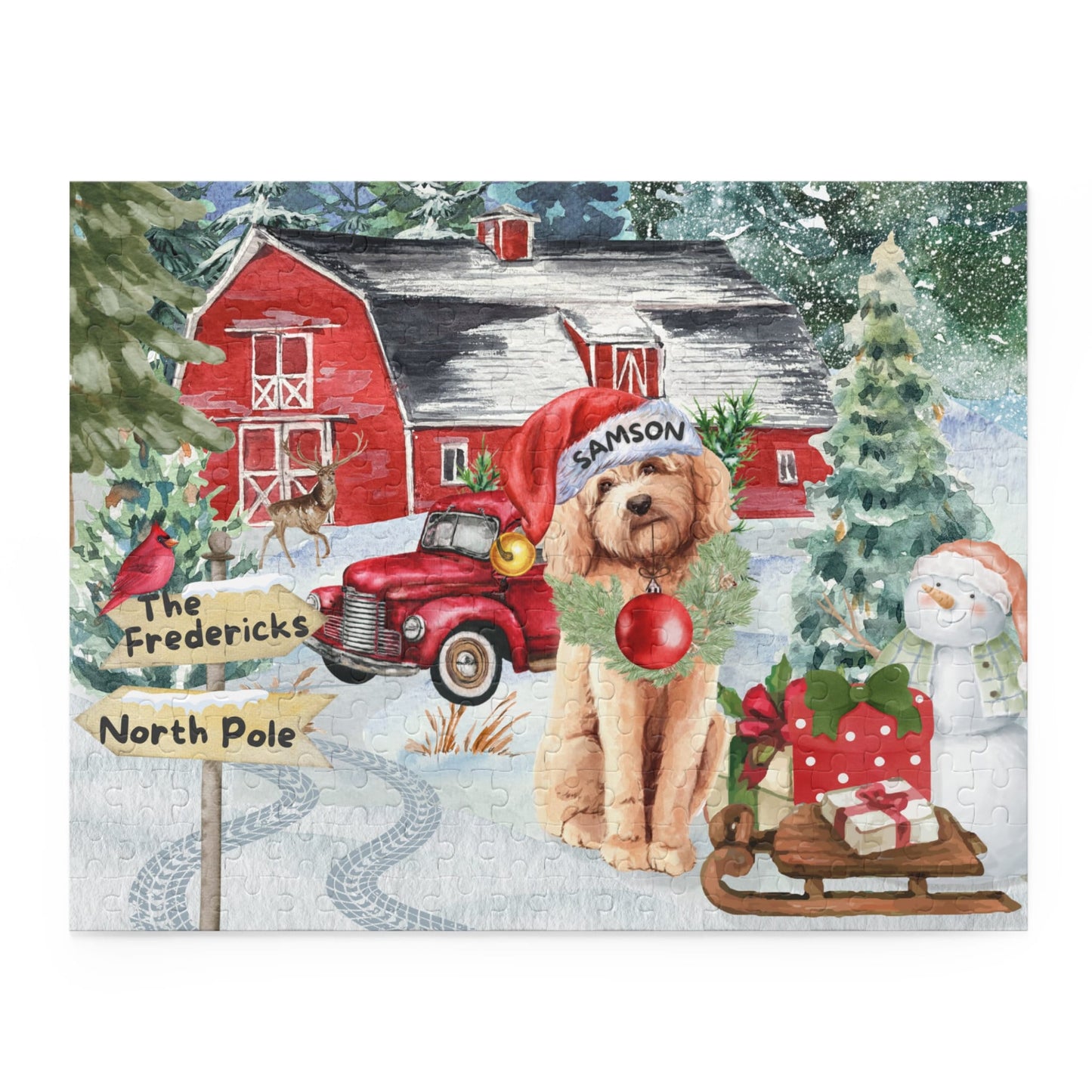 Personalized Goldendoodle - Labradoodle, Doodle Dog Christmas Puzzle, Doodle Mom or Dad Gift, (120, 252, 500-Piece) Gift Box Inclu