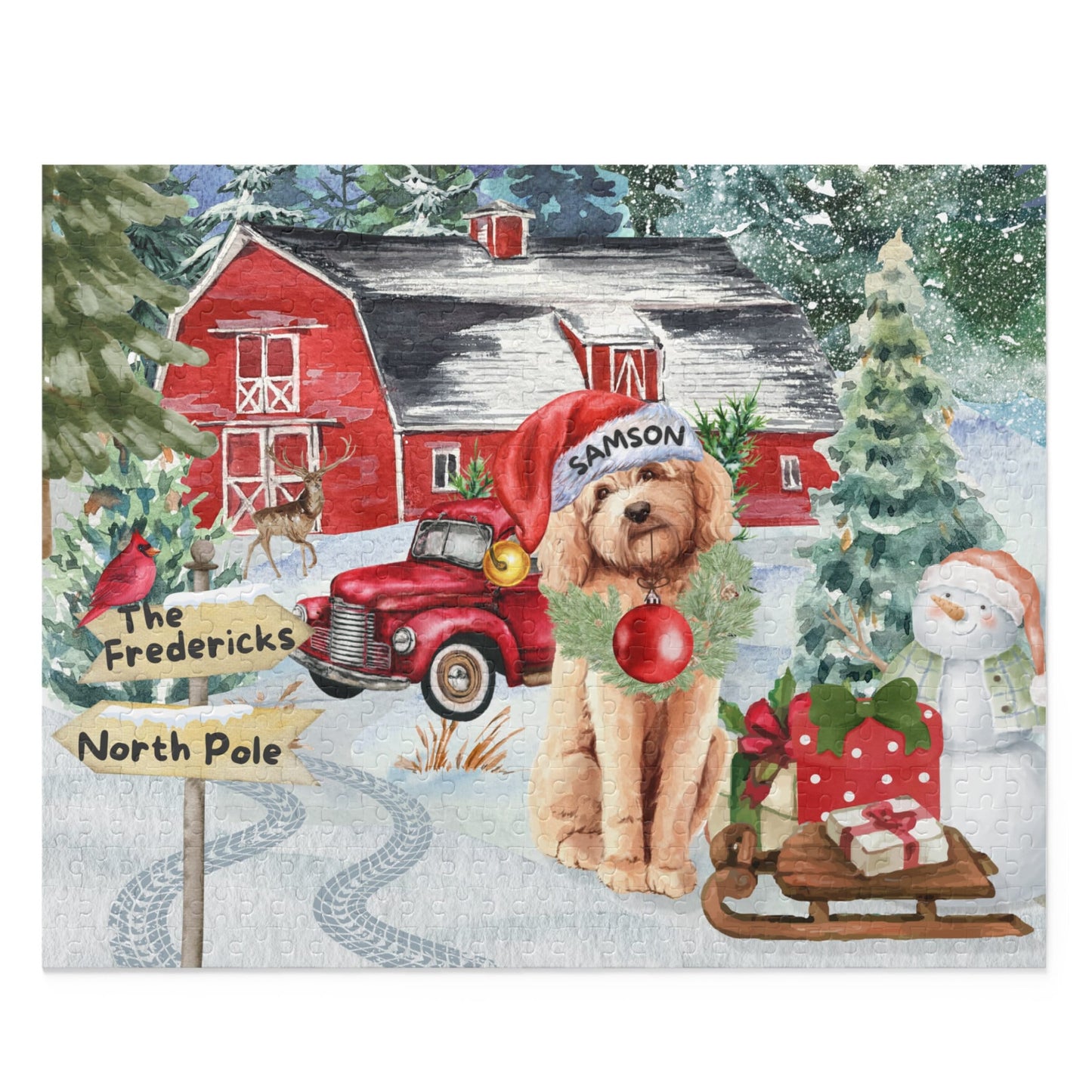 Personalized Goldendoodle - Labradoodle, Doodle Dog Christmas Puzzle, Doodle Mom or Dad Gift, (120, 252, 500-Piece) Gift Box Inclu