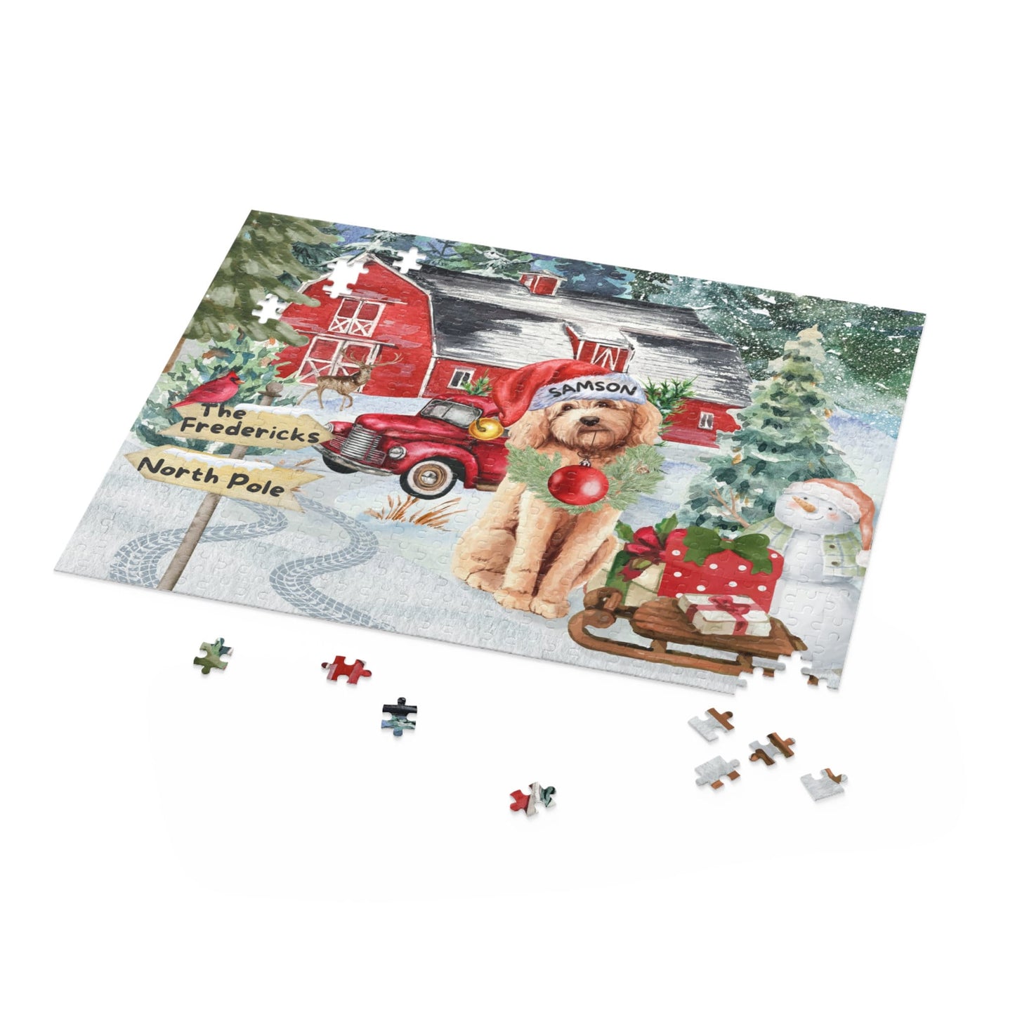 Personalized Goldendoodle - Labradoodle, Doodle Dog Christmas Puzzle, Doodle Mom or Dad Gift, (120, 252, 500-Piece) Gift Box Inclu