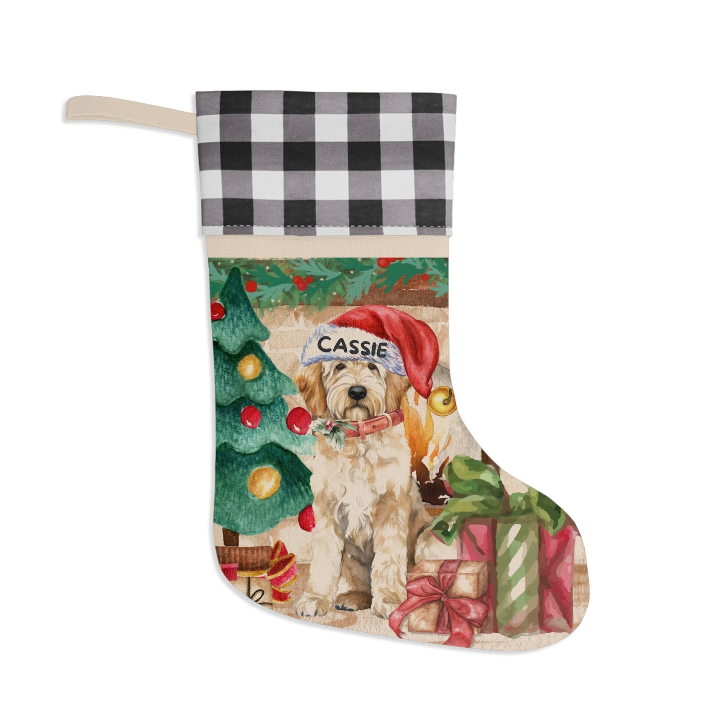 Personalized Goldendoodle - Labradoodle, Doodle Dog Christmas Stocking, Custom Doodle Burlap/Linen Stocking, Doodle Mom Gift