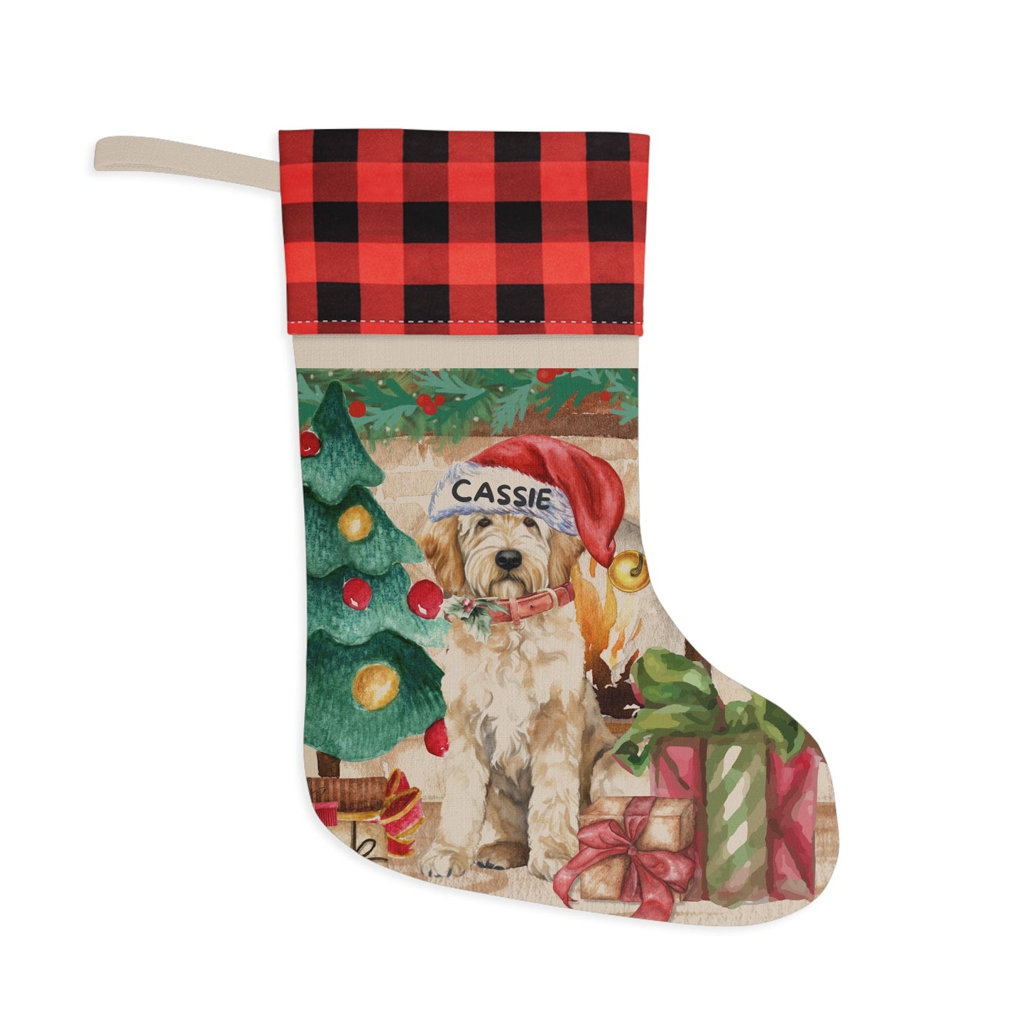 Personalized Goldendoodle - Labradoodle, Doodle Dog Christmas Stocking, Custom Doodle Burlap/Linen Stocking, Doodle Mom Gift