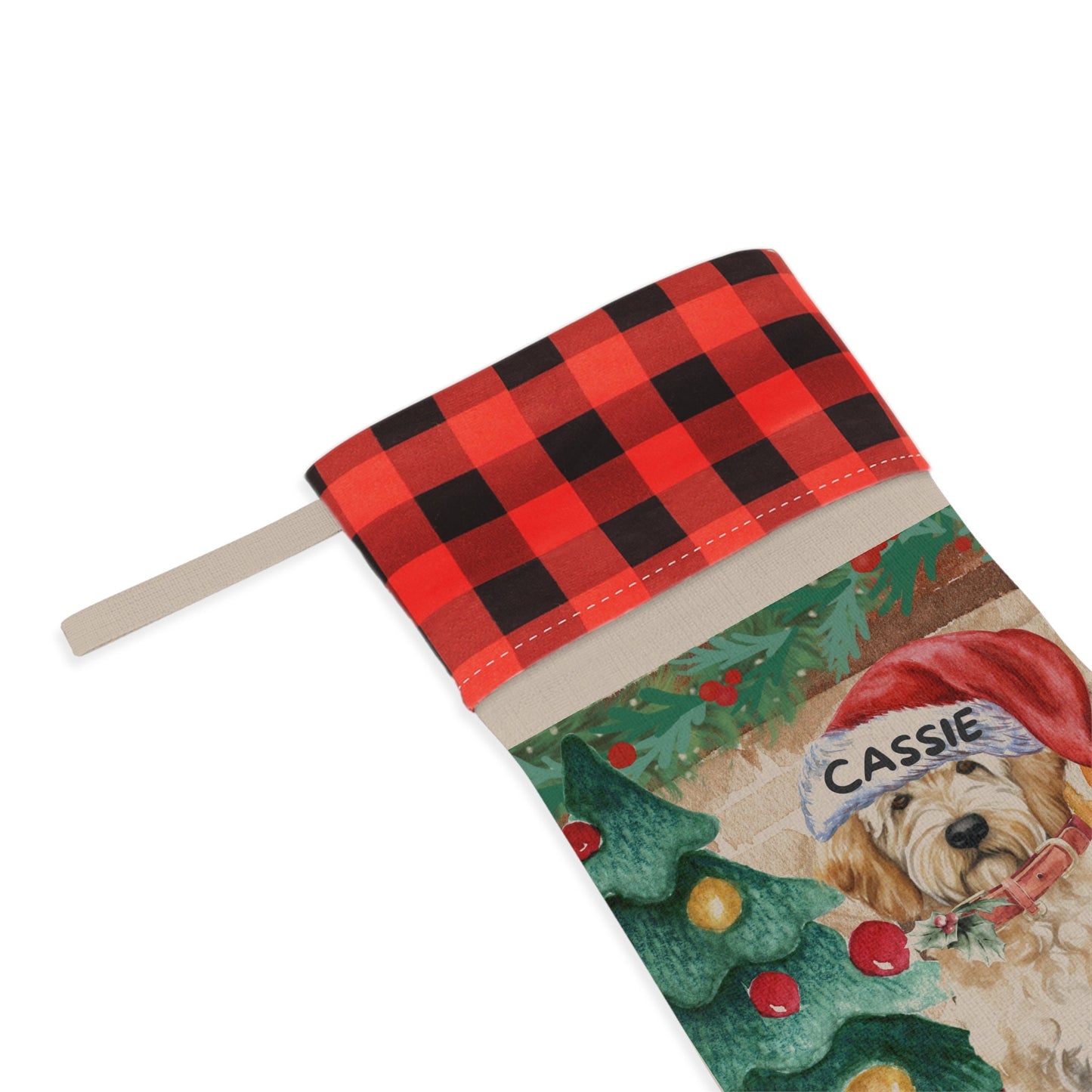 Personalized Goldendoodle - Labradoodle, Doodle Dog Christmas Stocking, Custom Doodle Burlap/Linen Stocking, Doodle Mom Gift