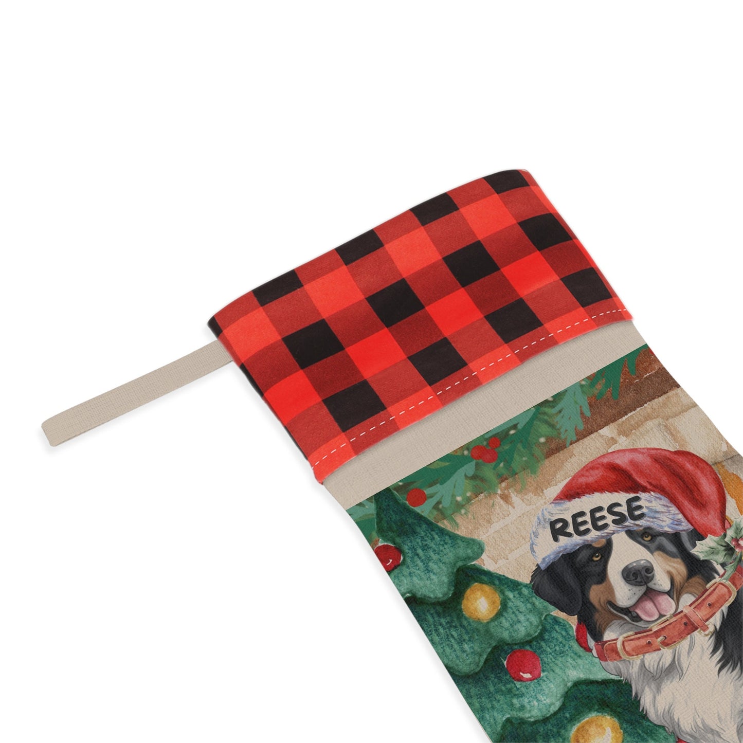 Bernese Mountain Dog Christmas Stocking - Bernese Mountain Dog Mom or Dad Gift, Dog Christmas Decor, Bernese Lover Burlap/Linen St