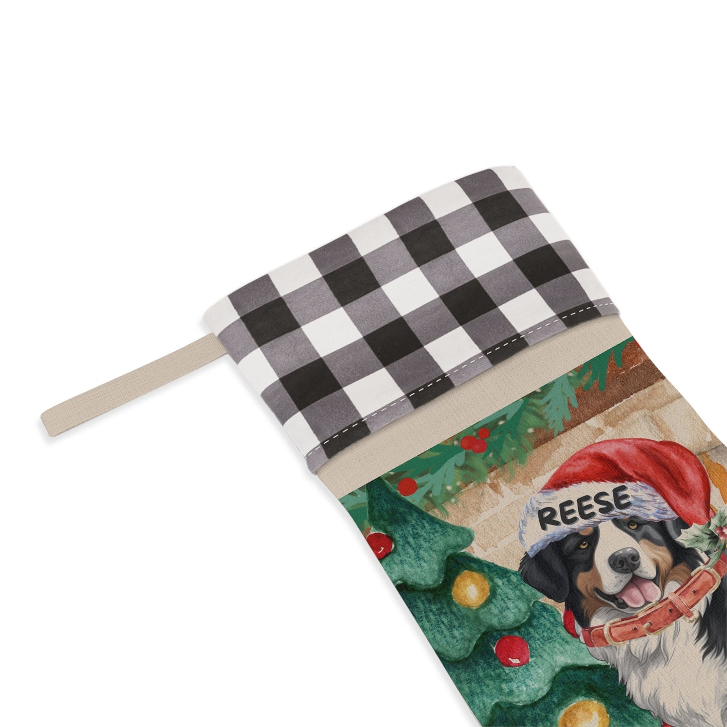 Bernese Mountain Dog Christmas Stocking - Bernese Mountain Dog Mom or Dad Gift, Dog Christmas Decor, Bernese Lover Burlap/Linen St