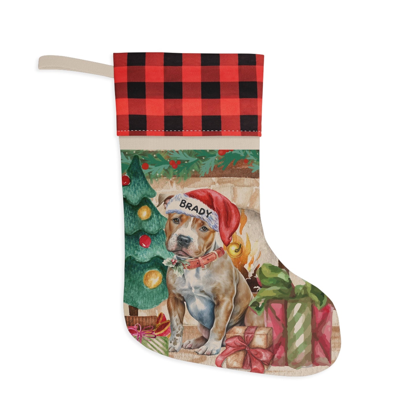 Personalized Pitbull Dog Christmas Stocking - Pitbull Mom or Dad Gift, Pitbull, Pittie Lover Burlap/Linen Stocking Christmas Decor