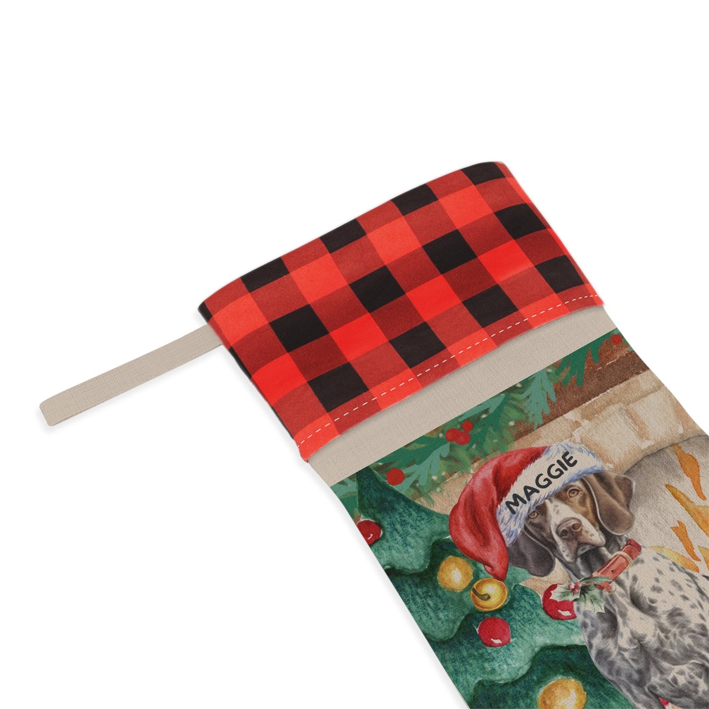 German Shorthaired Pointer Dog Christmas Stocking - Gsp Dog Mom or Dad Gift, German Shorthaired Pointer Lover Burlap/Linen Stockin