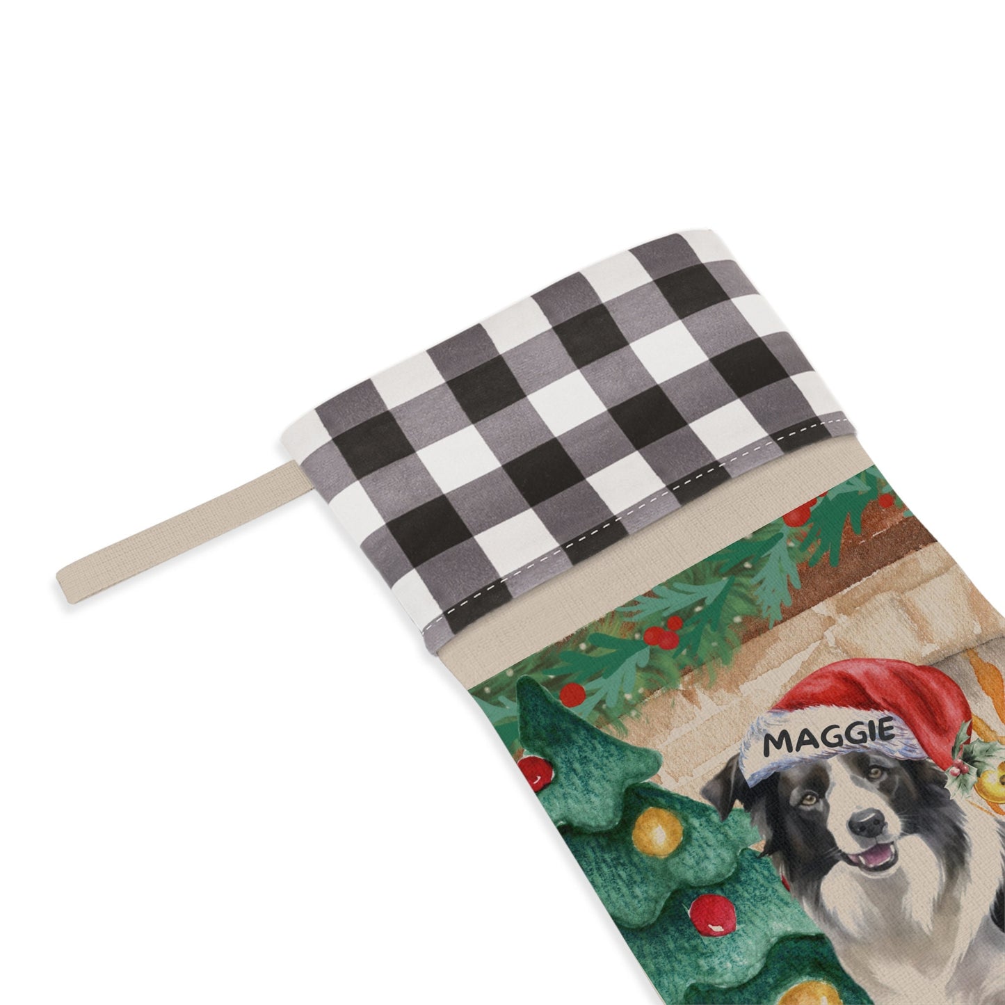 Personalized Border Collie Dog Christmas Stocking - Border Collie Mom or Dad Gift, Border Collie Lover Burlap/Linen Stocking