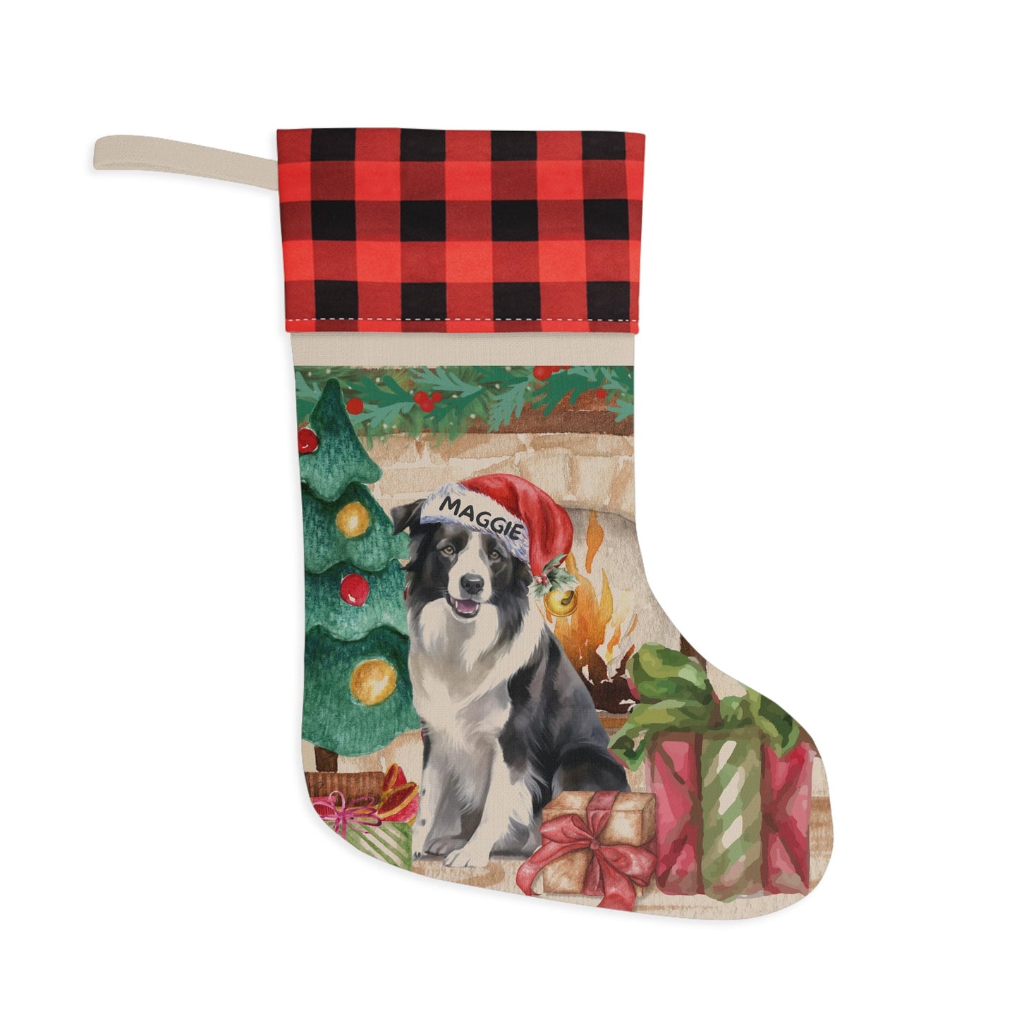 Personalized Border Collie Dog Christmas Stocking - Border Collie Mom or Dad Gift, Border Collie Lover Burlap/Linen Stocking