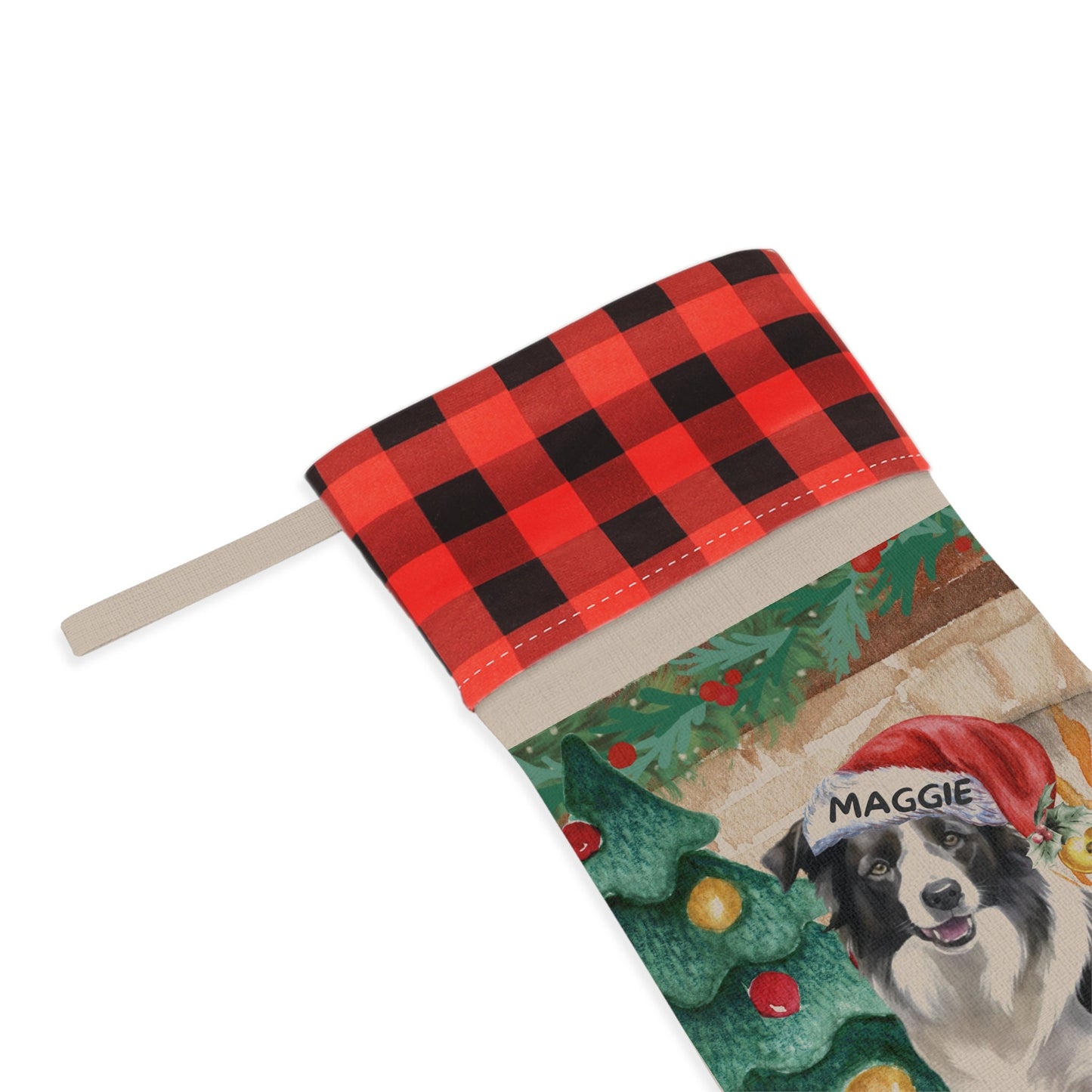 Personalized Border Collie Dog Christmas Stocking - Border Collie Mom or Dad Gift, Border Collie Lover Burlap/Linen Stocking