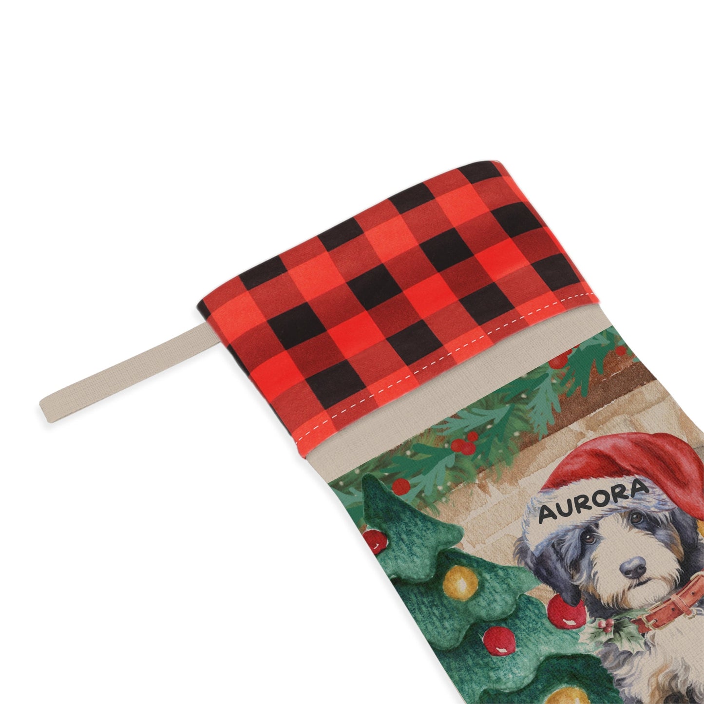 Doodle Dog Christmas Stocking - Bernedoodle, Aussiedoodle, Mountaindoodle, Doodle Mom Dad Gift, Dog Christmas Decor, Burlap/Linen