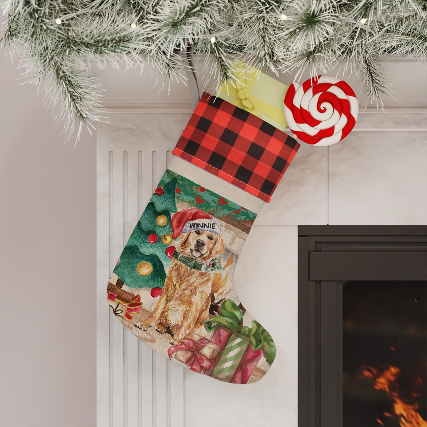 Personalized Golden Retriever  Christmas Stocking - Custom Golden Retriever Dog Mom or Dad Gift, Retriever Holiday Christmas Decor