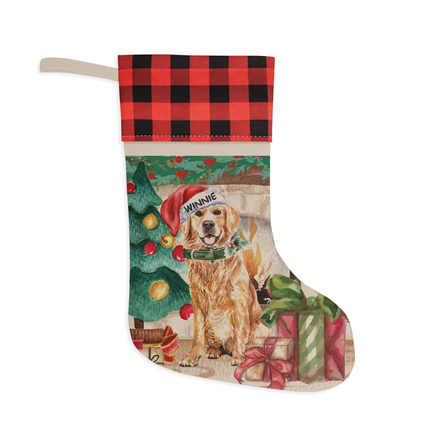 Personalized Golden Retriever  Christmas Stocking - Custom Golden Retriever Dog Mom or Dad Gift, Retriever Holiday Christmas Decor