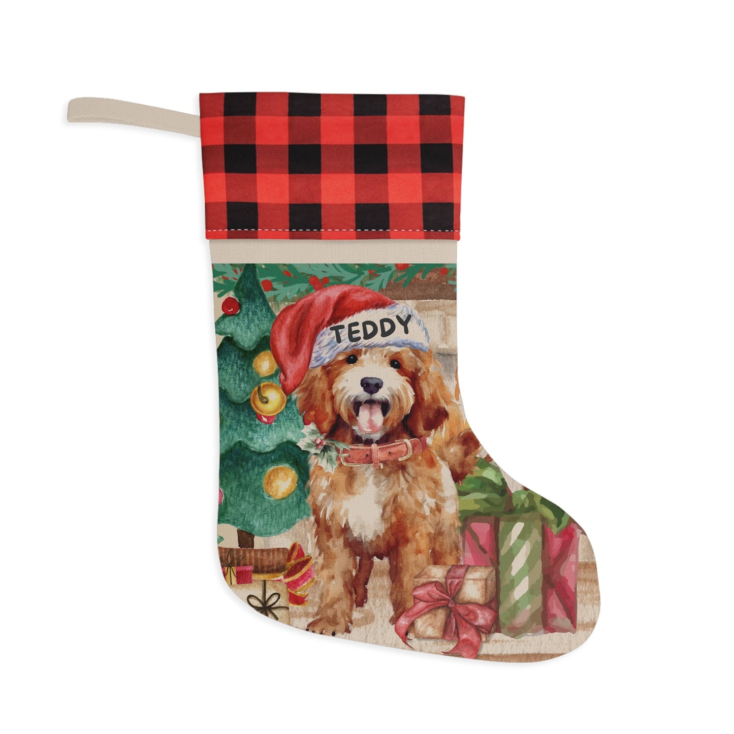 Personalized Cockapoo - Cavapoo, Cavoodle Christmas Stocking, Doodle Mom Gift, Apricot/Red Cockapoo, Cavapoo, Goldendoodle