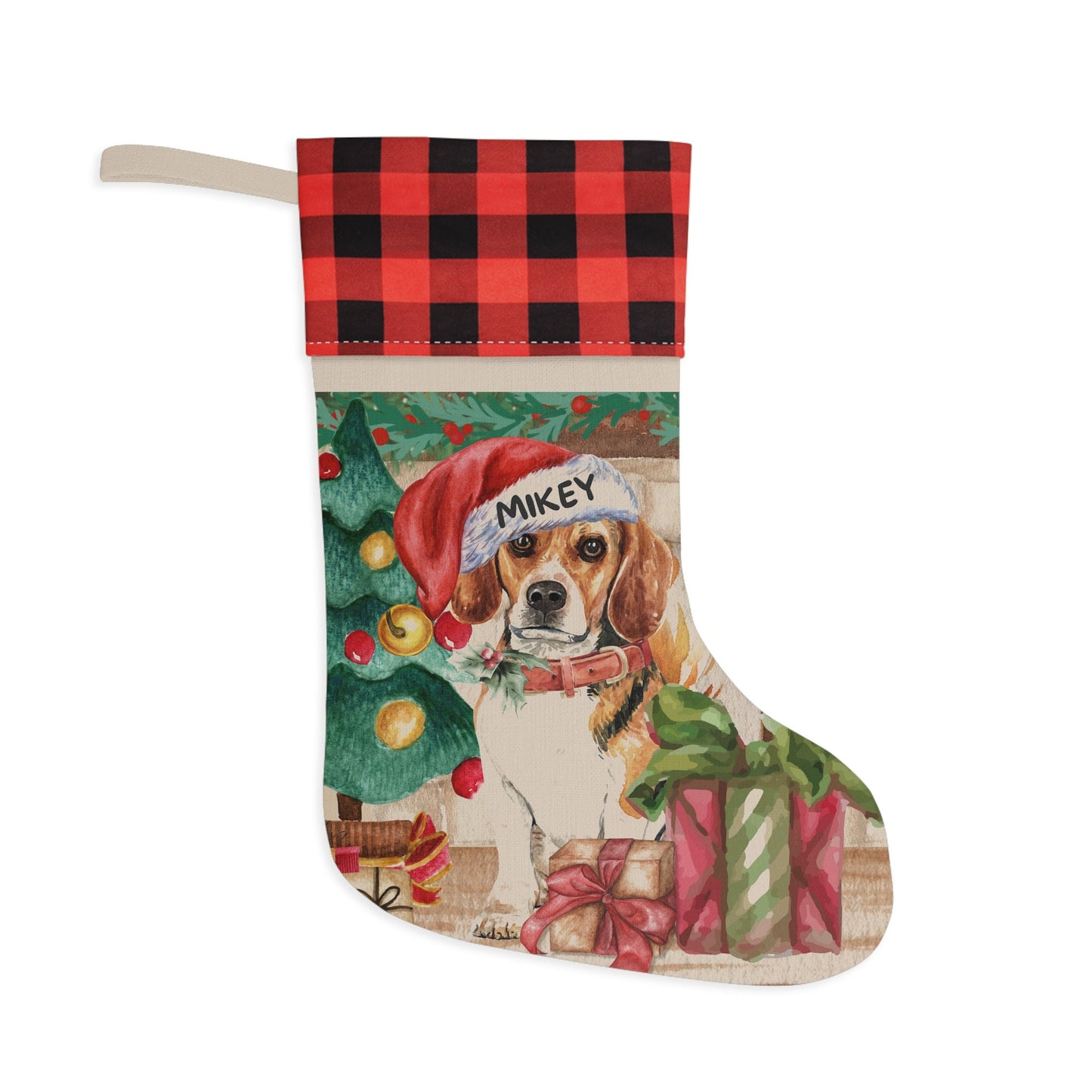 Personalized Beagle Christmas Stocking - Custom Beagle Dog Mom or Dad Gift, Beagle Keepsake Gift and Christmas Decor