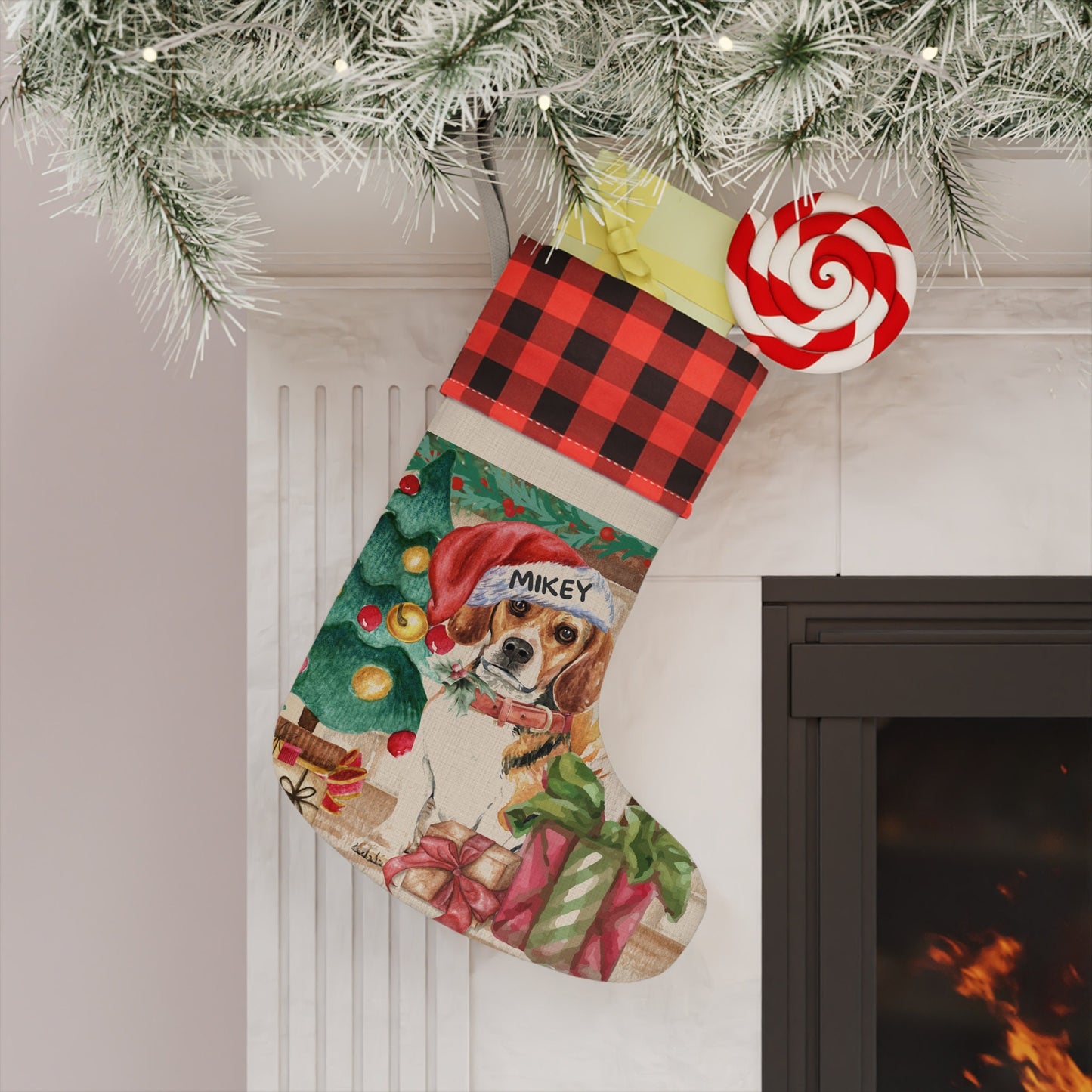 Personalized Beagle Christmas Stocking - Custom Beagle Dog Mom or Dad Gift, Beagle Keepsake Gift and Christmas Decor