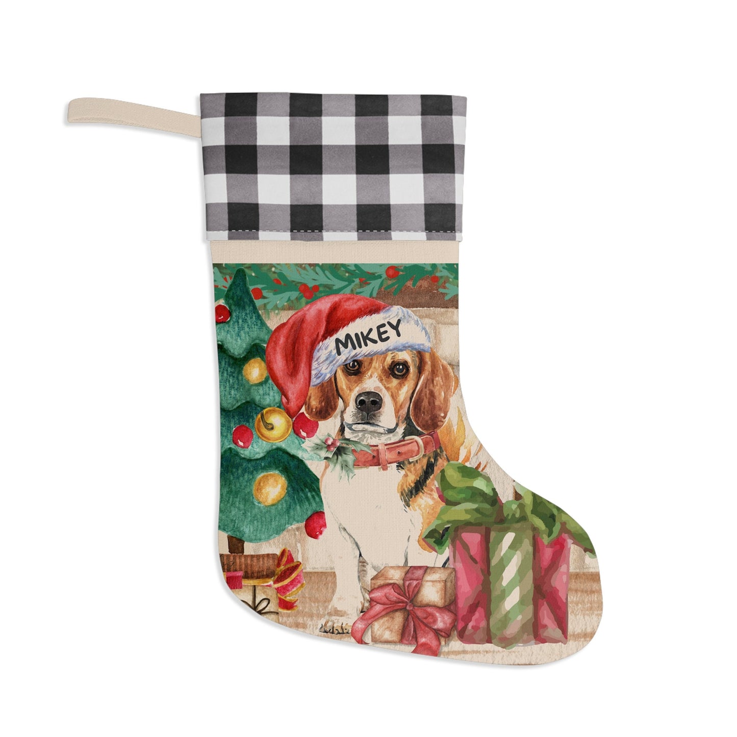 Personalized Beagle Christmas Stocking - Custom Beagle Dog Mom or Dad Gift, Beagle Keepsake Gift and Christmas Decor