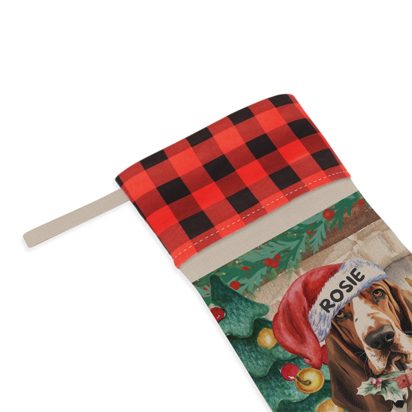 Personalized Basset Hound Christmas Stocking - Custom Basset Hound Dog Mom or Dad Gift, Basset Hound Keepsake Gift and Christmas D