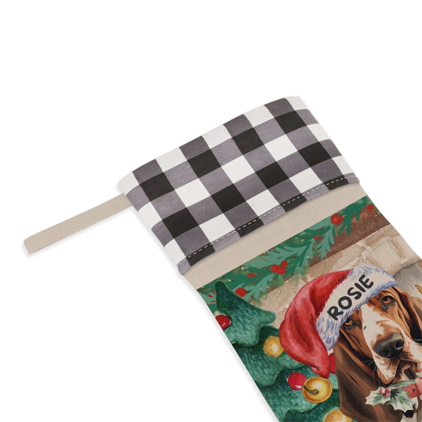 Personalized Basset Hound Christmas Stocking - Custom Basset Hound Dog Mom or Dad Gift, Basset Hound Keepsake Gift and Christmas D