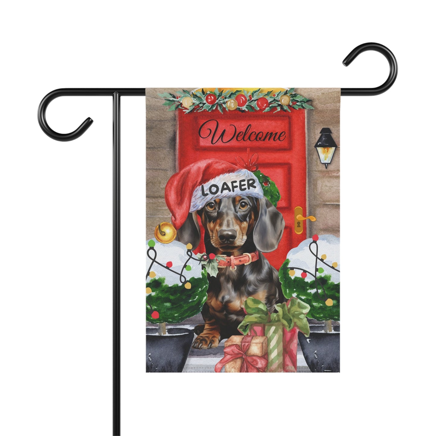 Personalized Dachshund Christmas Flag ,Custom Brown Tan Dachshund Mom Gift - Home Garden Dog Decor Flag, Pole Not Included