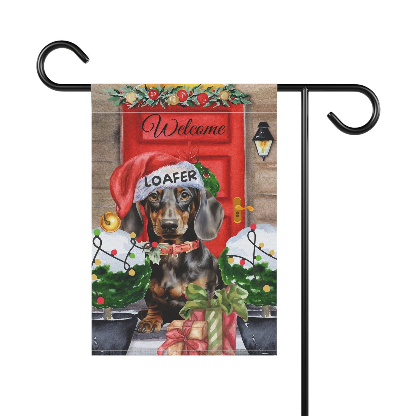 Personalized Dachshund Christmas Flag ,Custom Brown Tan Dachshund Mom Gift - Home Garden Dog Decor Flag, Pole Not Included