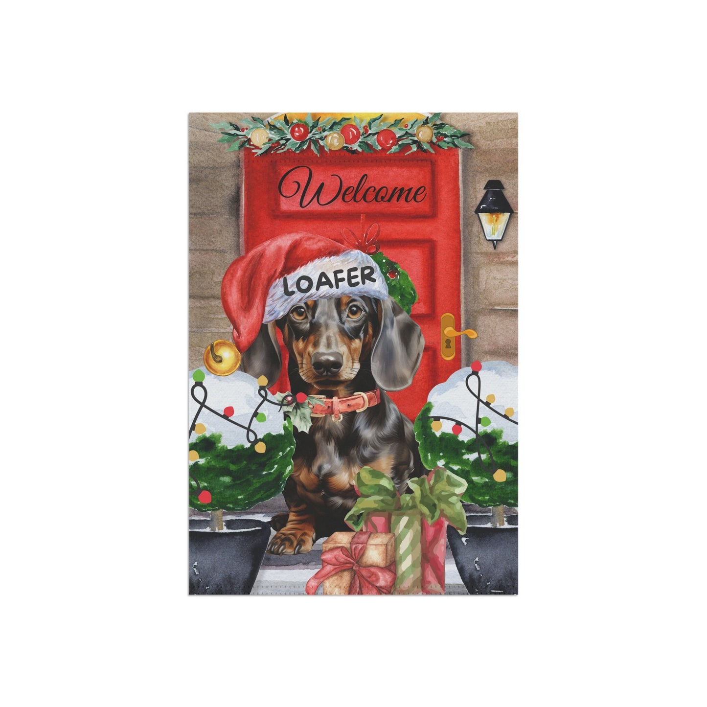 Personalized Dachshund Christmas Flag ,Custom Brown Tan Dachshund Mom Gift - Home Garden Dog Decor Flag, Pole Not Included