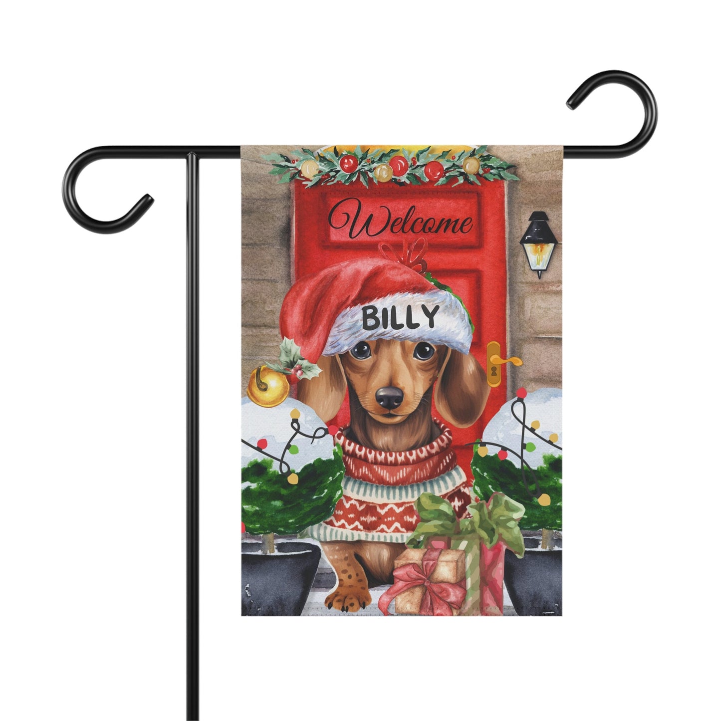 Personalized Dachshund Christmas Flag ,Custom Dachshund Mom Gift - Home Garden Dog Decor Flag, Pole Not Included